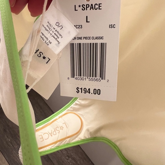 NWT! LSPACE Ribbed Baewatch One Piece Swimsuit in Island/Cucumber - Size L - Picture 11 of 12